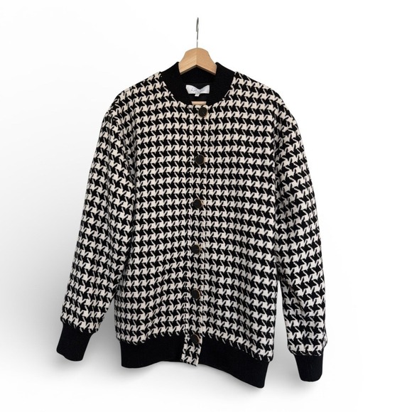 Oversized Houndstooth Bomber L'Academie Sophia Jacket SOLD OUT ON REVOLVE Small - Picture 4 of 13